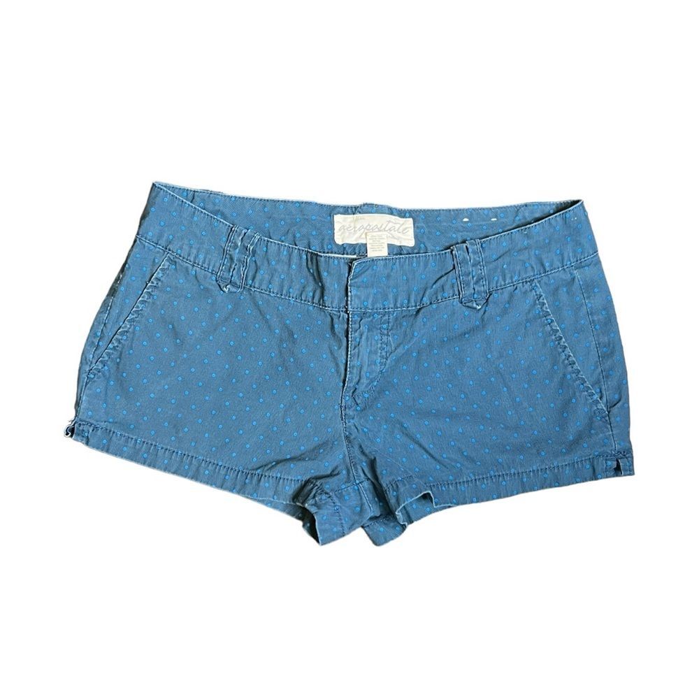 Y2K Aeropostale Micro Mini Blue Polka Dot Low Rise Hot Short Size 3/4